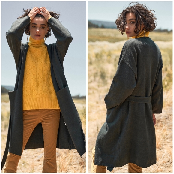 LAST ONE❗️GRADE & GATHER Dark Pine Longline Open Cardigan - Picture 2 of 5